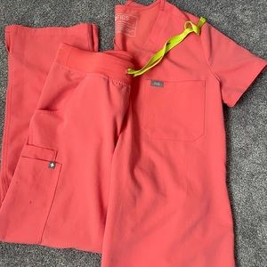 Limited edition hot coral fig scrubs